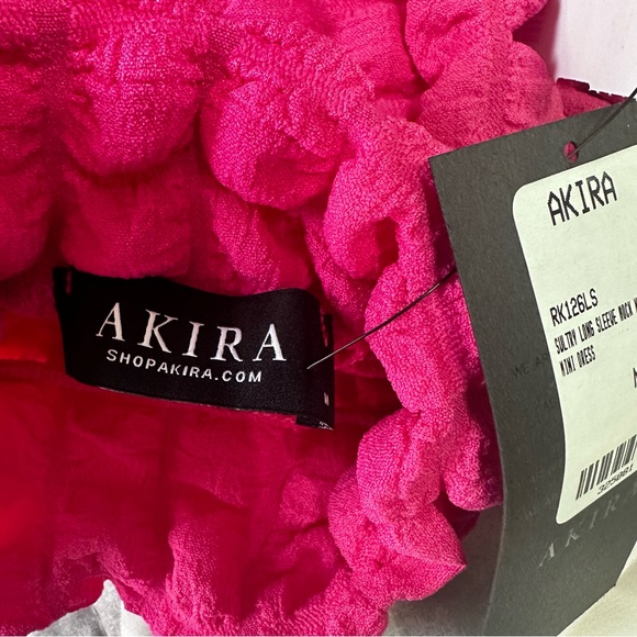 AKIRA SULTRY LONG SLEEVE MOCK NECK CUT OUT MINI DRESS IN FUCHSIA - Picture 10 of 13